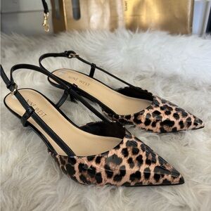 Nine West Black and Tan Leopard Heels